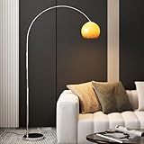 Moderne, minimalistische Stehlampe mit weiß-orangefarbenem...