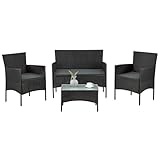 Juskys Polyrattan Sitzgruppe Fort Myers 4 Personen mit 2er Sofa, 2 Stühle,...