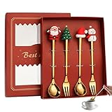 FASSME Weihnachts-Kaffeelöffel | Kaffeelöffel Gabel Set mit Geschenkbox...