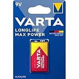 VARTA Batterien 9V Blockbatterie, 1 Stück, Longlife Max Power, Alkaline,...