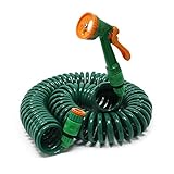 Wiltec Gartenschlauch Spiralschlauch 15m, flexibel Bewässerungsschlauch...