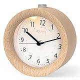 aboveClock Wecker Analog Ohne Ticken, Wecker Holz mit Snooze, Nachttisch...