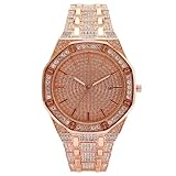 JOATVEE Iced Out Uhr Damen Herren Luxusuhr mit Strass Glitzer Metallband...