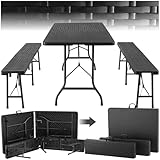 tectake® 3-teiliges Gartenmöbel Set, klappbarer Campingtisch mit 2X...