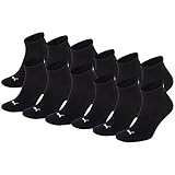 Puma Herren Quarters Sportsocken 6er Pack, Schwarz, 39-42