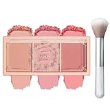 EONFAVE Matte Blush Puder, 3 In 1 Rouge Palette, Face Rouge und Brush Make...