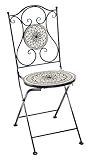 Kobolo Gartenstuhl Klappstuhl Metallstuhl - Mosaikoptik - weiß-grau -...