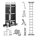 VEVOR Mehrzweckleiter, 7-in-1-Multifunktionsleiter, A-Rahmen mit 3 Stufen...