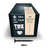 TOX Schnellbauschrauben DRY GG 3,9 x 25 mm, Schrauben schwarz phosphatiert...