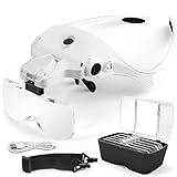 AUTOPkio Lupenbrille mit Licht LED Kopfbandlupe USB Charge, verstellbare...