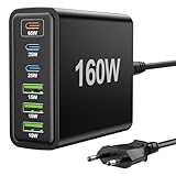 FNITAER 160W USB ladegerät mehrfach, 6 Ports netzteil C, USB C ladegerät,...