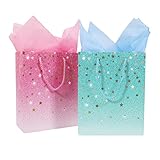 2 Stück Geschenktüten 23× 18× 10cm Geschenktasche Papiertüten mit...