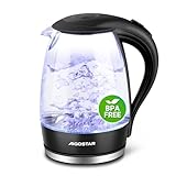 Aigostar Adam - Wasserkocher Glas 1,7 Liter, 2200 Watt, LED-Beleuchtung,...