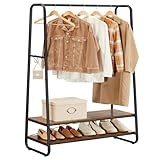 VASAGLE Kleiderständer, Garderobenständer, Garderobe, 2 Ablagen, 6 Haken...