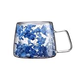 BIGULA Glasbecher mit trockener Blume, doppellagig, Kaffeetasse, 200 ml,...