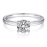 MomentWish Verlobungsring Damen, 1 Karat Solitär 925 Sterling Silber...