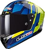 LS2, Integraler Motorradhelm THUNDER CARBON GAS Blue H-V Yellow, XL