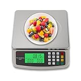 KNSWE Waage Küchenwaage Groß Edelstahl Digitalwaage 40kg zum Gastronomie...