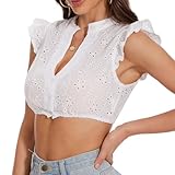 tanzdunsje Dirndl Bluse Damen Weiß Dirndlbluse Trachtenbluse Damen Kurzarm...