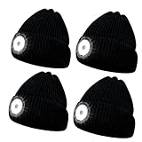 Mordx 4Stück LED Beleuchtete Mütze, Mütze Aufladbar USB, Unisex Weich...