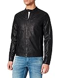 JACK & JONES Herren JJEWARNER Jacket NOOS Kunstlederjacke, Black, XL