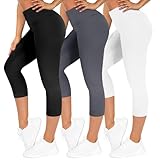 TNNZEET 3er Pack Capri Leggings Damen 3/4 für Sport, 7/8 Leggins High...