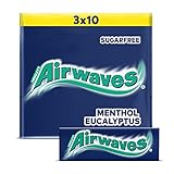 Airwaves Kaugummi, Menthol & Eucalyptus, Blau, zuckerfrei, 20 x 3 Packungen...