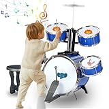 Chinliengu Drum Set Toy 5 Drums with Stool Percussion Musical Toy Gift for...