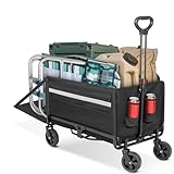 Bollerwagen faltbar 120L+ Bis 150KG Strandwagen Klappbar mit Heckklappe...