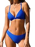 CUPSHE Damen Bikini Set Triangel V Ausschnitt Low Waist Lace Up Bademode...