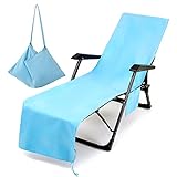 Morbuy Liegestuhl Handtuch mit Taschen, Einfarbig Strandtuch für Liegen...