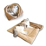 TUAKIMCE Katzenbett 2 in 1 Plüsch Weich Runden Schlafen Katzensofa...