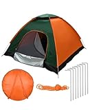 Outdoorzelt 3-4 Personen Campingzelt Wurfzelt Zelt grün orange 200x200 cm...
