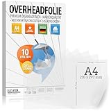 10 Blatt Overheadfolie PEMIUM - DIN A4 transparent - Für LASERdrucker,...