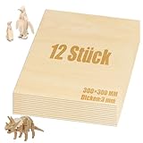 LOLYSIC 12 Stück 300x300x3mm Balsaholz-Sperrholzplattenz,Bastelholz...
