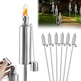 Suusolny 6er Set Gartenfackeln für Draußen aus Edelstahl Öl 330ml...