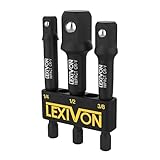 LEXIVON Stecknuss Adapter bit set (3 teiliges 7.5cm lang) 6.35 | 9.5 |...