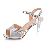 Celucke Sandalette Sandalen Damen High Heels Sommer Tanzschuhe Sandaletten...