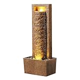 Teamson Home Garten Outdoor Brunnen Hoher Wasserfall mit warmen...