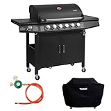 TAINO RED 6+1 Gasgrill Set Grillwagen BBQ Edelstahl-Brenner Griller 6...