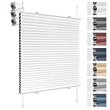 Deswell Plissee Verdunklung Klemmfix Wabenplissee B40 x H100 cm Weiß...
