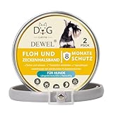 DEWEL 2pcs Zeckenhalsband für Hunde - 8 Monate Schutz- 63.5 cm verstellbar...