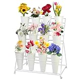 Blumenständer mit 3 Etagen, mobiles Blumenregal mit Rädern, für...