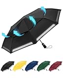 Chakipee Regenschirm Sturmfest Taschenschirm mit Reflexstreifen Schwarz...