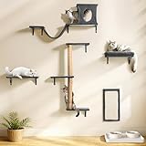 PawGiant 5-in-1 Kletterwand Katzen Set, Stabiles Holz Katzen Wandelemente...