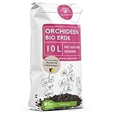 Bio Orchideenerde 10 L mit Dünger - Orchideensubstrat 100% Bio - Lockere...