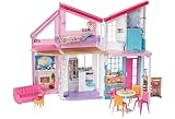 Barbie Malibu Haus, zweistöckige Traumvilla, mit 6 Zimmern, 25 Zubehör,...