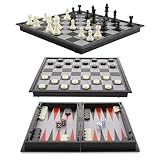 Peradix Schachspiel Magnetisch Damespiel 3-in-1 Magnet Schach,Faltbarem...