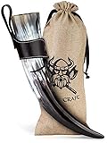 VIKING CRAFT® Trinkhorn Wikinger ca. 450ml - Authentisches 3-Teiliges Horn...