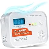 CO Melder Kohlenmonoxid Gasmelder Gaswarner Rauchmelder Nemaxx nach DIN...